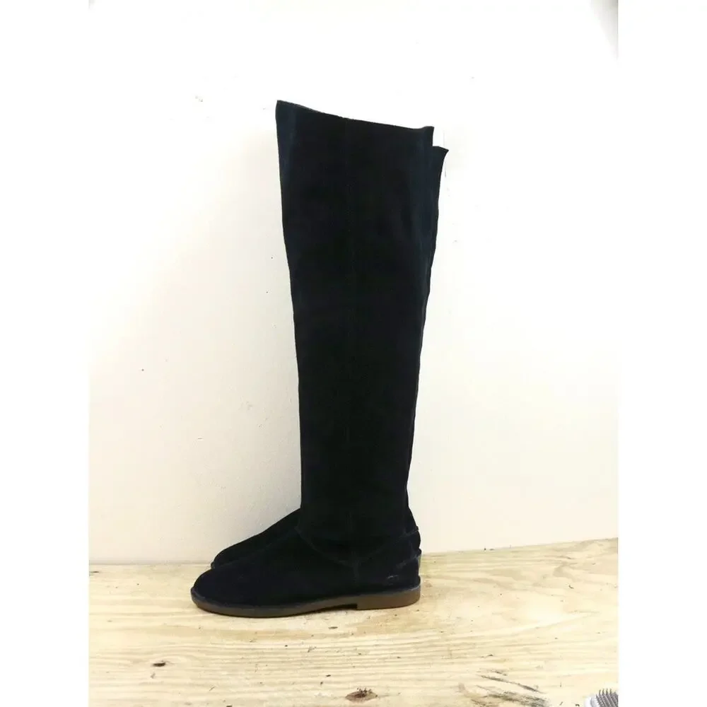 UGG Boots Womens 7 Black Suede Loma Over the Knee Zip Riding Shoes